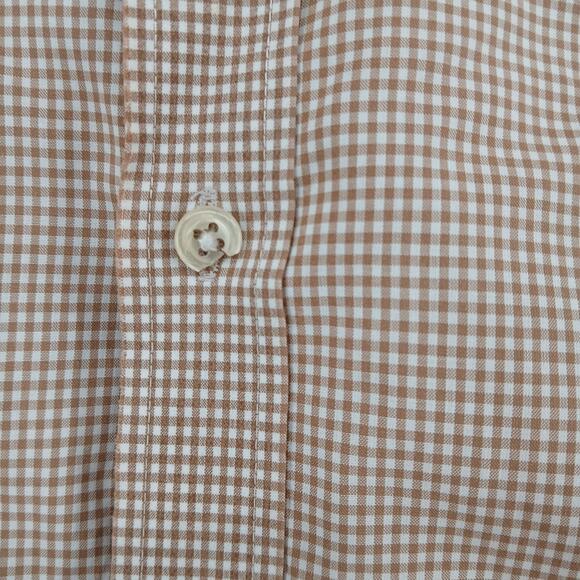 Tommy Hilfiger Tan Gingham Checkered Button Down Shirt Mens XS Preppy Work - Picture 4 of 11